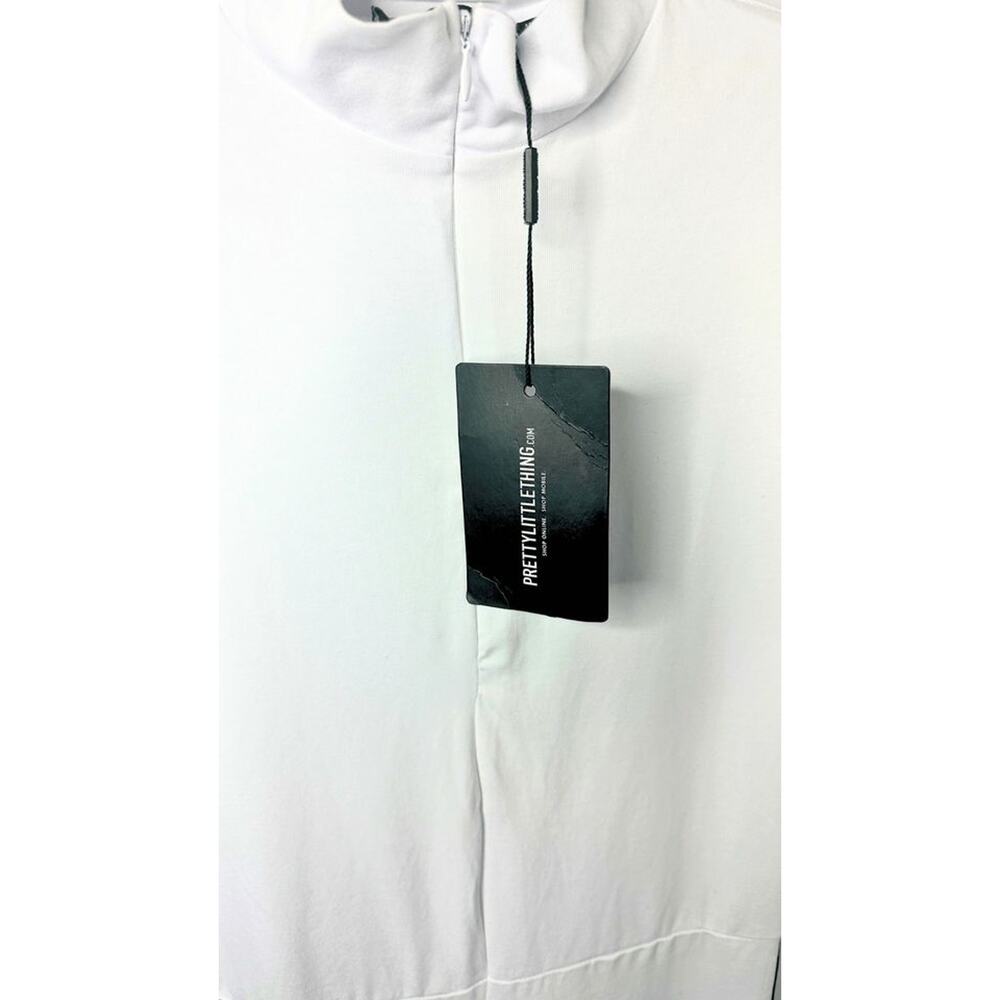 Pretty Little Thing White Bodysuit with Black Border and Stripe $15